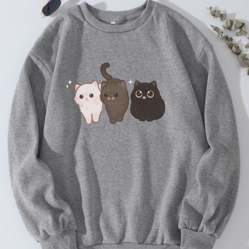 cat crewneck cat sweteer cat sweater sweatshirt sweater kucing