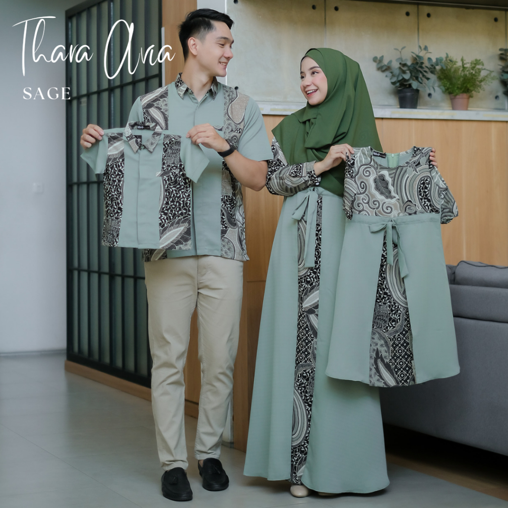 Baju Muslim Anak Thara Batik Varian Sage Milo