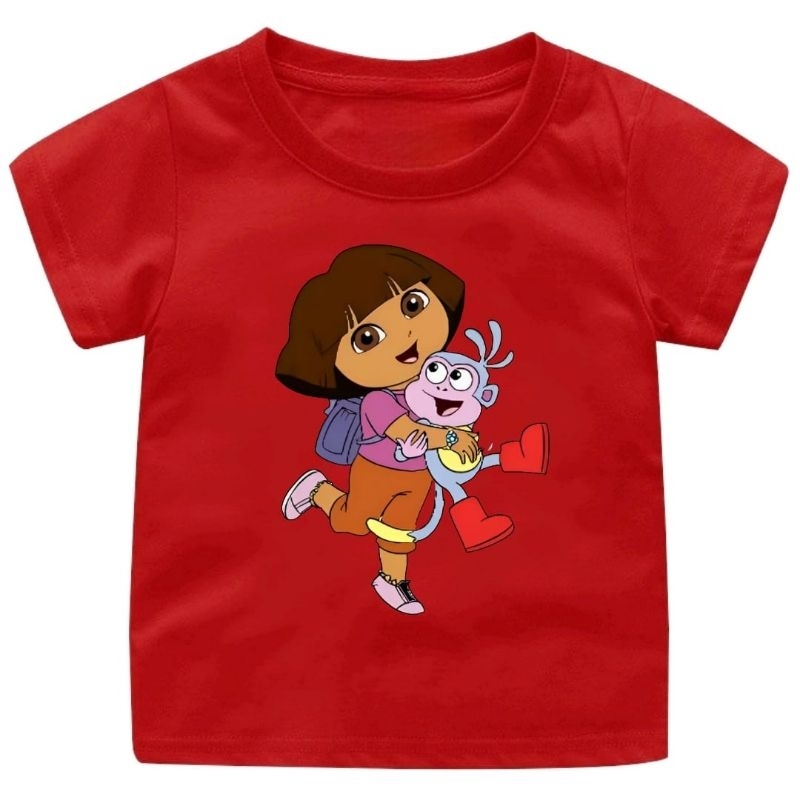 Baju kaos Anak Usia 1-12Tahun Gambar Dora