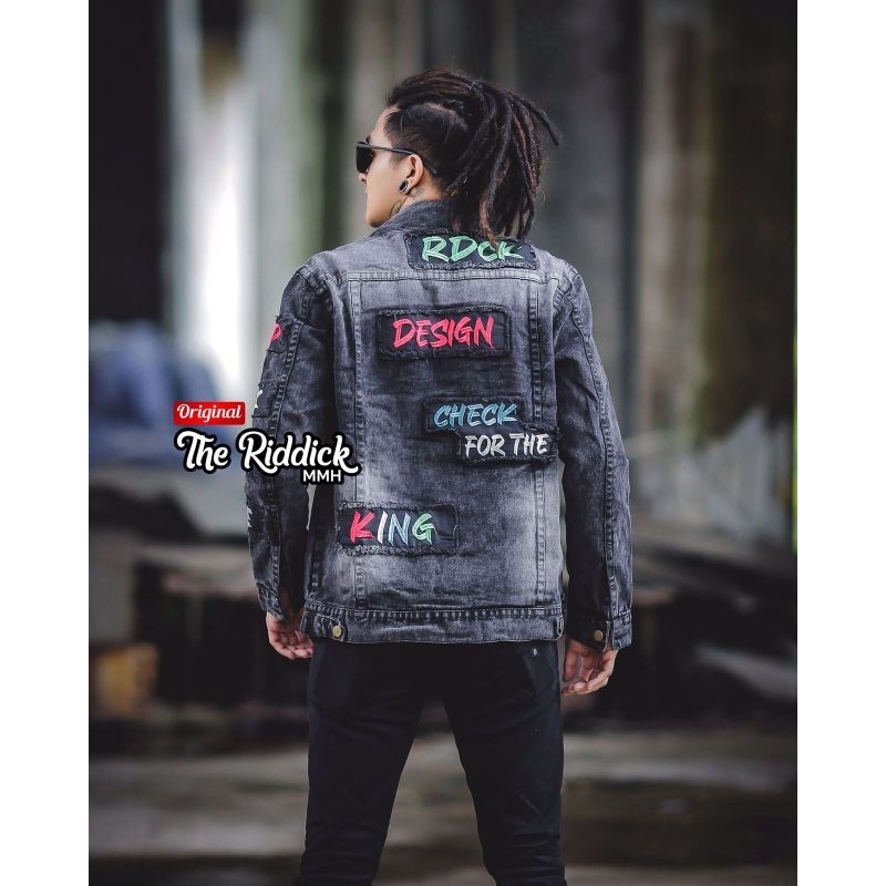 Jacket jeans pria terbaru HITAM SANWOSH DANGER ORGN BEST SELLER