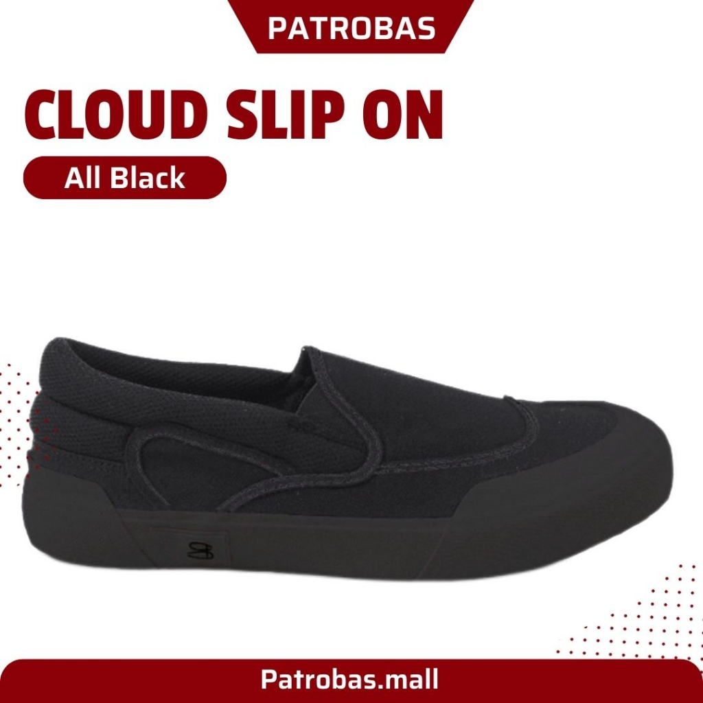 PATROBAS Slip On All Black Original Sepatu Sneakers Petrobas Slop Full Black