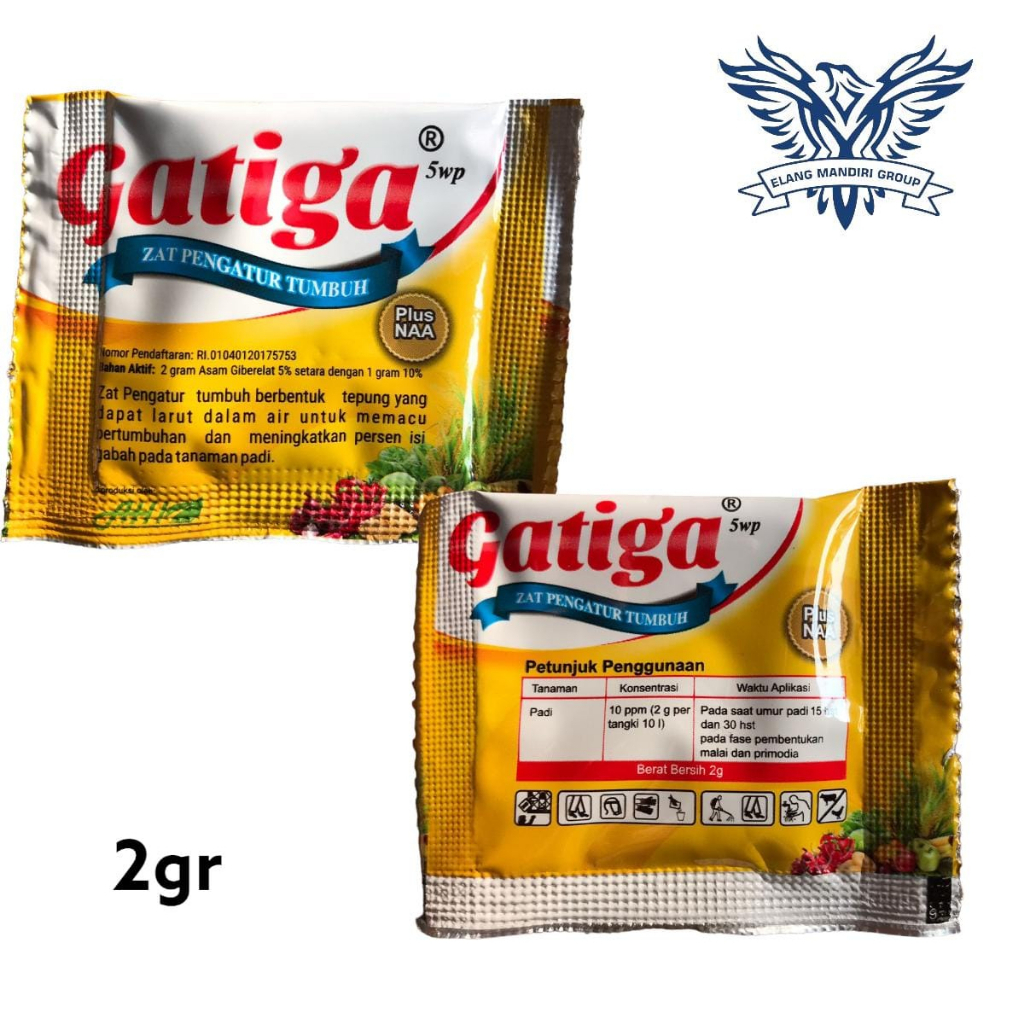 Gatiga 5 WP 2 GR Hormon GA3 Giberelin Acid ZPT Asam Giberelat Kemasan Sachet Pembesar Buah Anggur Padi Sayur Gibgro