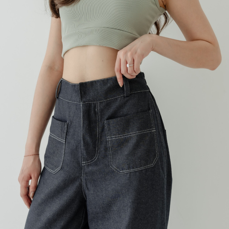 POTTIE - Osaka Denim Pants / Celana Panjang Denim High Waisted Wanita