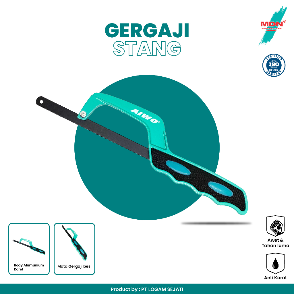AIWO TOOLS Stang Gergaji / Handle Gergaji Body Aluminium Karet + Mata Gergaji besi