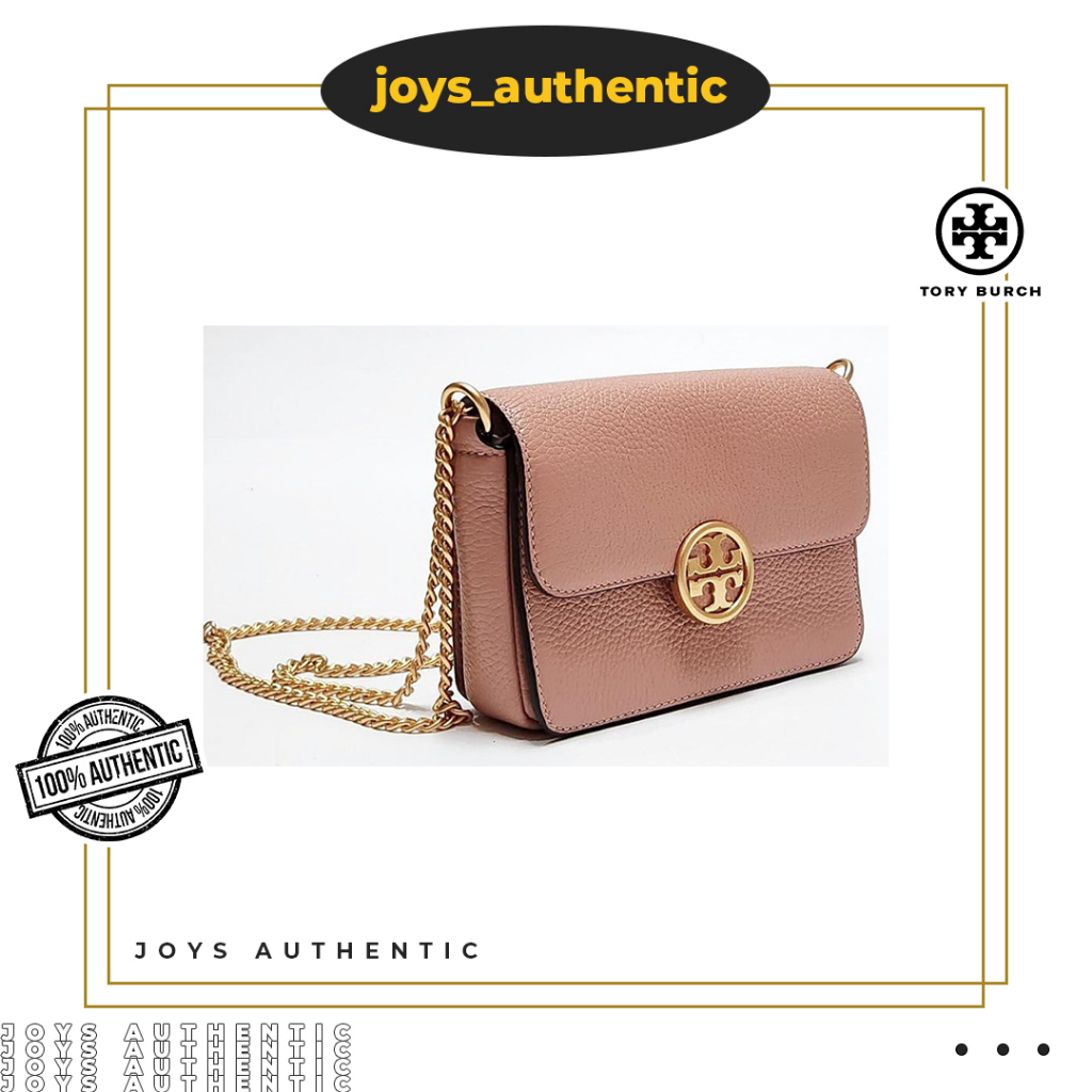 Tas Wanita Tory Burch TB Olivia Pebbled Leather Crossbody Pink Moon Woman Bag Authentic Original