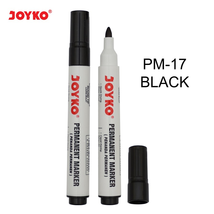 

Spidol Permanent Marker Joyko PM-17 [ WARNA HITAM ] [ 1 PCS ]