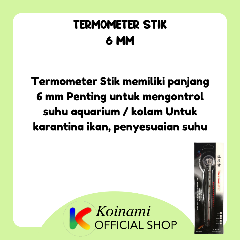 TERMOMETER STIK 6 mm / aquarium kolam aqua scape / THERMOMETER pengukur suhu air kolam termometer