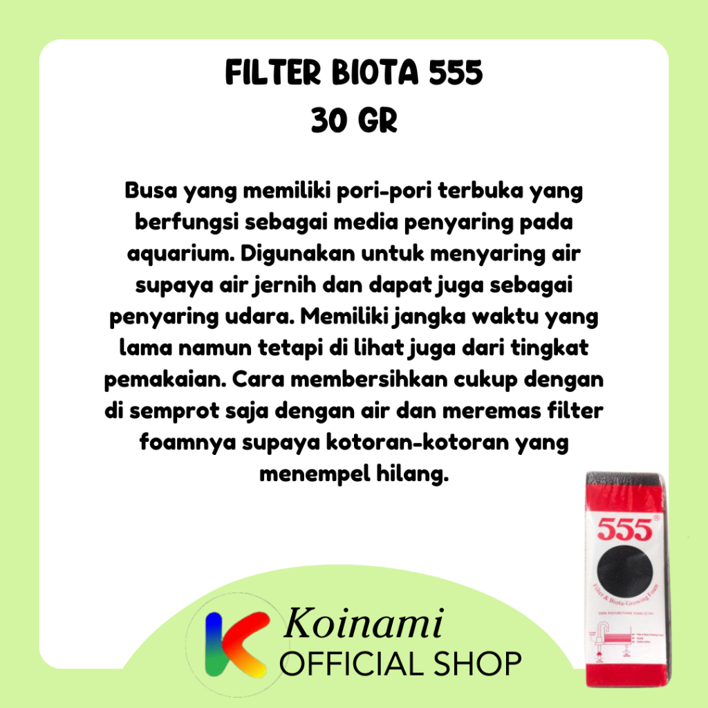 FILTER BIOTA 555 / FILTER AQUARIUM / SARINGAN AIR KOLAM IKAN / KAPAS BIO FOAM HITAM / RAID