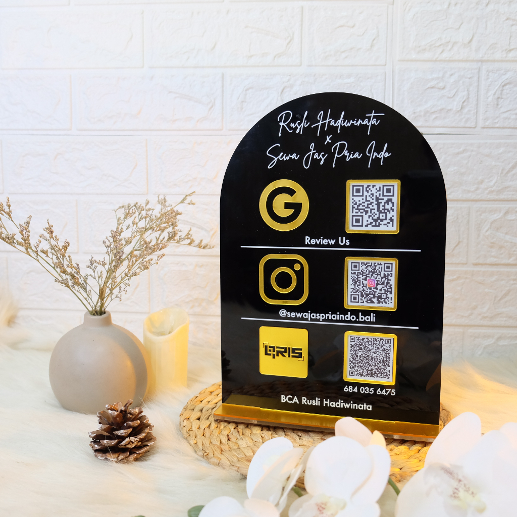 Papan Barcode Scan QR Custom Akrilik QRIS Aesthetic by Lasercreative