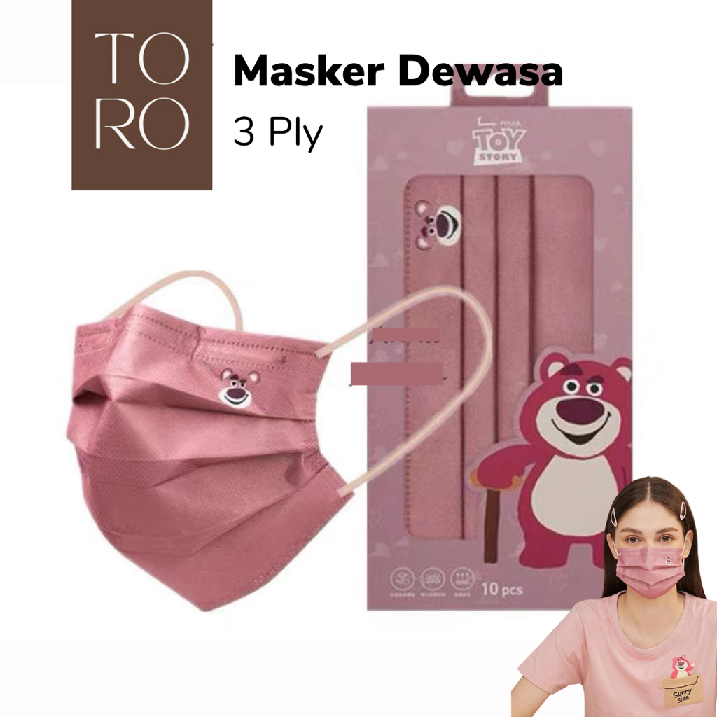 TORO - [ 1 PCS ] MASKER EARLOOP DEWASA MOTIF CARTOON | MASKER DEWASA DISPOSABLE | MASKER SEKALI PAKA