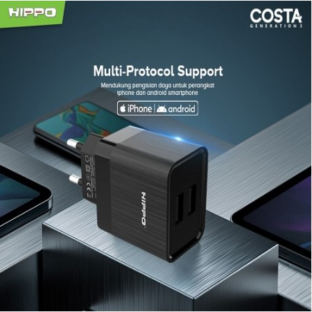 HIPPO Adapter Charger COSTA GEN 3 DUAL USB 2.4A Smart Detect Charger