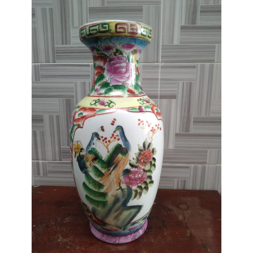 Guci Keramik Cina Burung Hong Kuno Jadul Antik