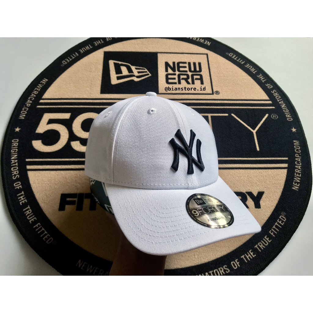 Topi New Era 9Forty New York Yankees White/Black Velcro Cap 100% Ori Resmi