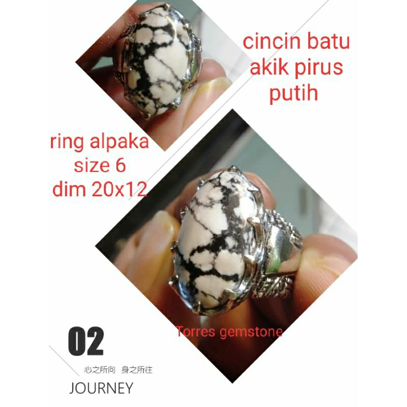 cincin batu akik pirus putih natural