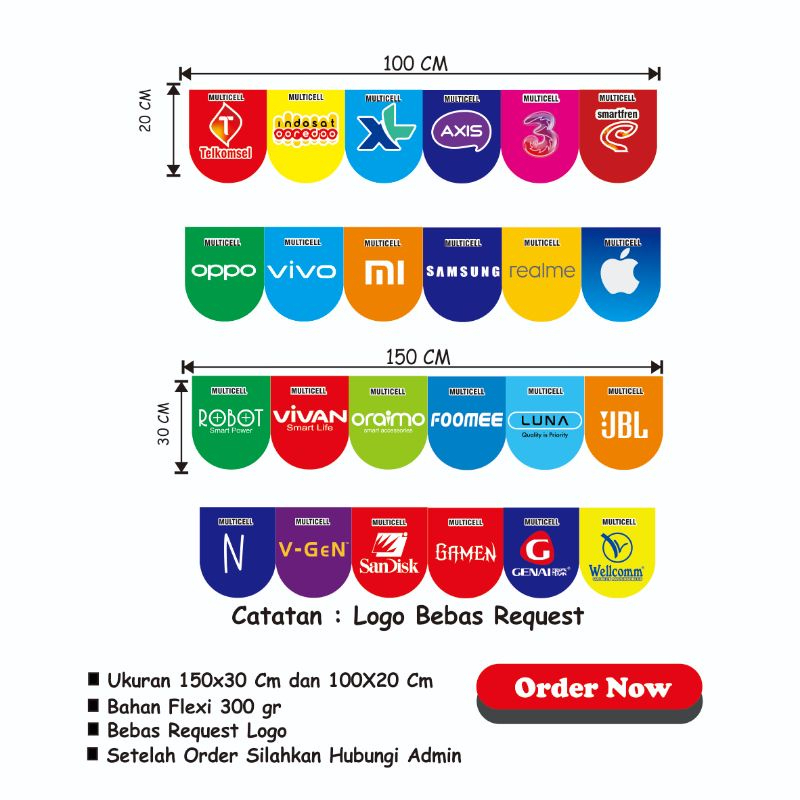 DESAIN BEBAS REQUEST Spanduk Banner Hiasan Warung Konter Pulsa Termurah Awet