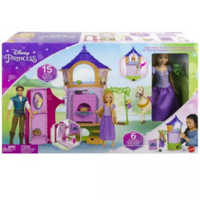 Rumah Boneka Disney Princess Toys Rapunzel Tower Playset Aksesoris