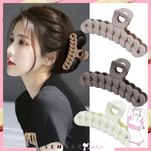 SS Jepit Rambut Korea Dewasa Jedai Model Kepang Jedai Salon Doff Jedai Panjang Jumbo Jepit Cakar Matte Motif Rantai Hair Claw Clip Women Aksesoris Rambut Wanita Fashion Korea Import