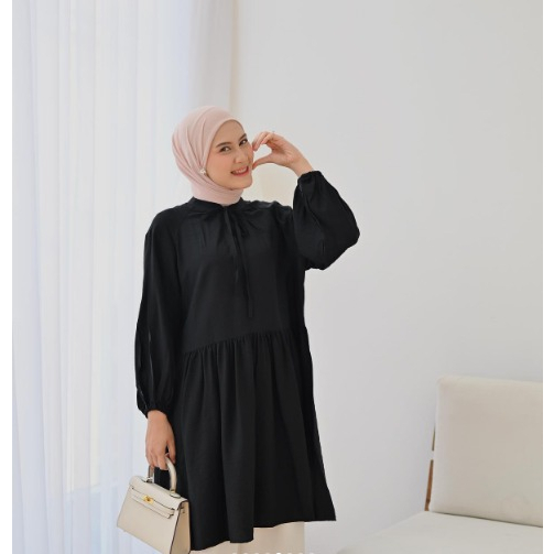 Anneth Tunik BAHAN POLO LINEN JUMBO XL-XXL - Baju Lengan Panjang Tunik Best Seller - Atasan Wanita Kekinian - BAJU BLOUSE WANITA JUMBO BIG SIZE TO XXXL