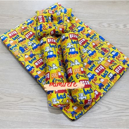 Set Matras Kasur Bayi Motif MOBIL KUNING