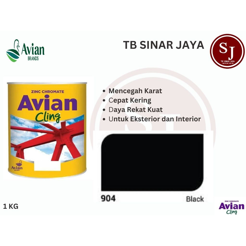 AVIAN CLING CHROMATE CAT DASAR BESI KEMASAN 1KG - 904 BLACK