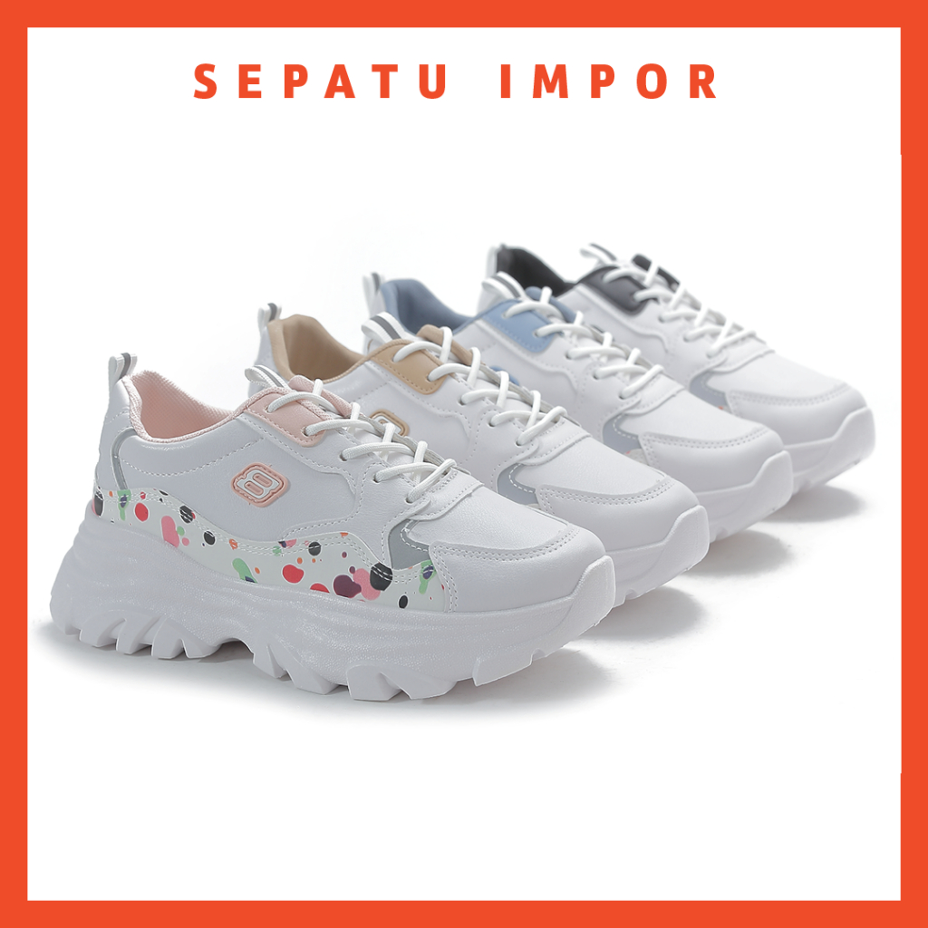 FREE KOTAK SEPATU !!! SALE!!! SEPATU SPORT MOTIF WANITA IMPORT KOREA KEKINIAN - 2303