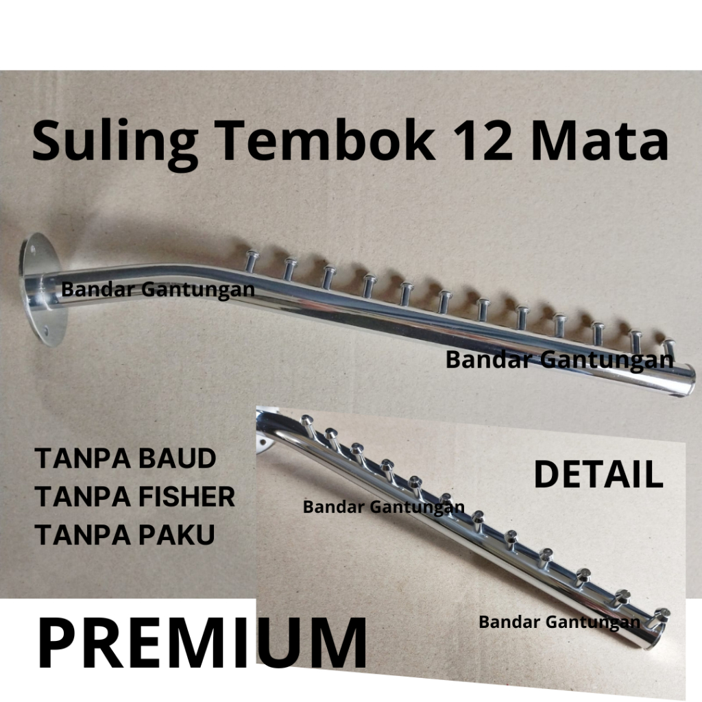 Suling Tembok Gantungan Hanger Suling Premium Tempel Dinding 12 Paku / Sekat(BH)