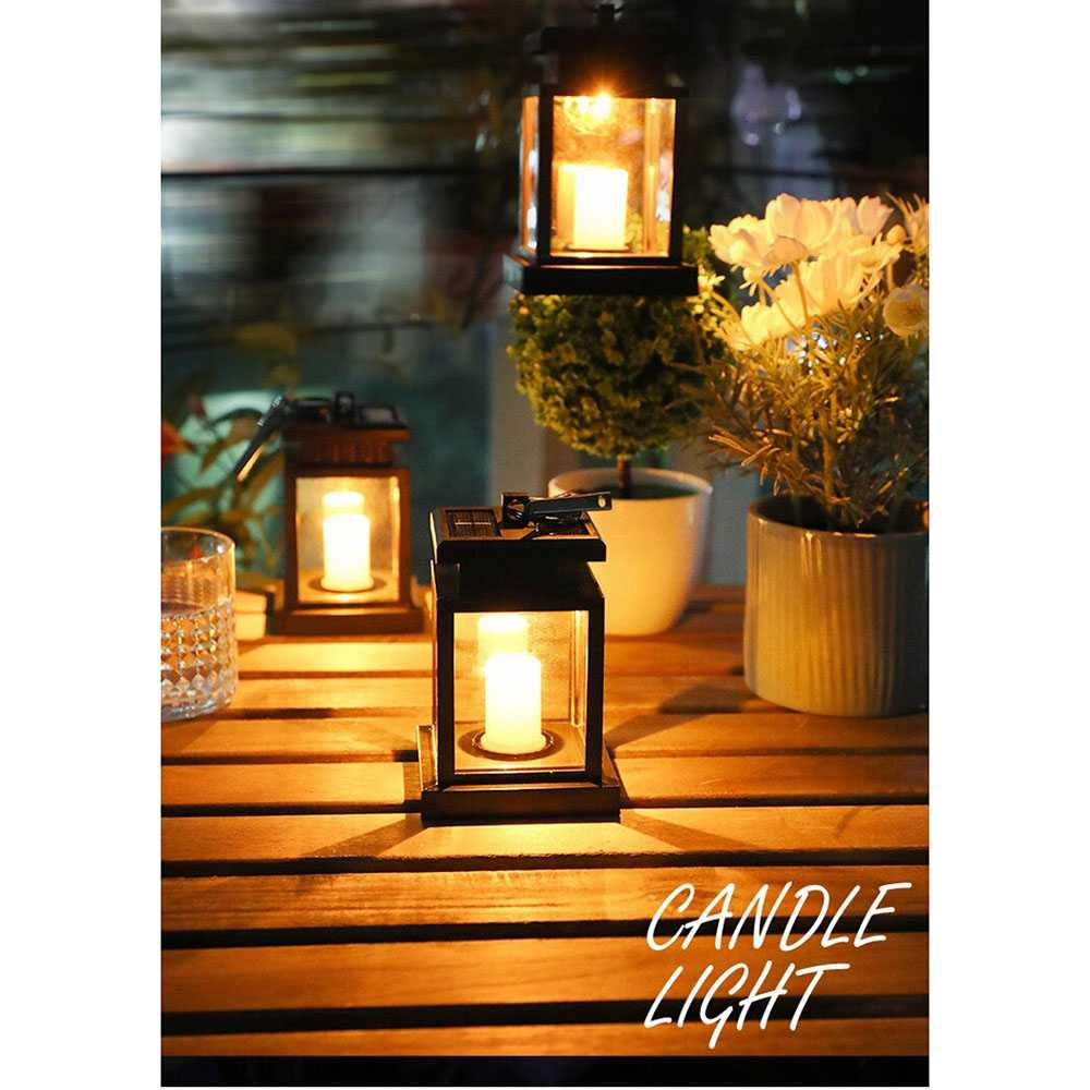 Lampu Taman Hias Lentera Solar Power Waterproof Warm White Lampu Desain Lilin Unik Tenaga Matahari