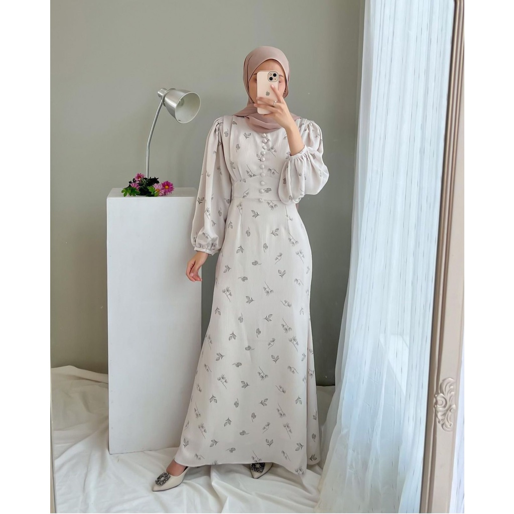 Tq88indonesia Fashion Dress panjang Motif Bunga Kekinian / AIMEL FISHTAIL MAXI DRESS Floral / Ootd / Outfit Zalica Shakila / Adeline Maxi shakila