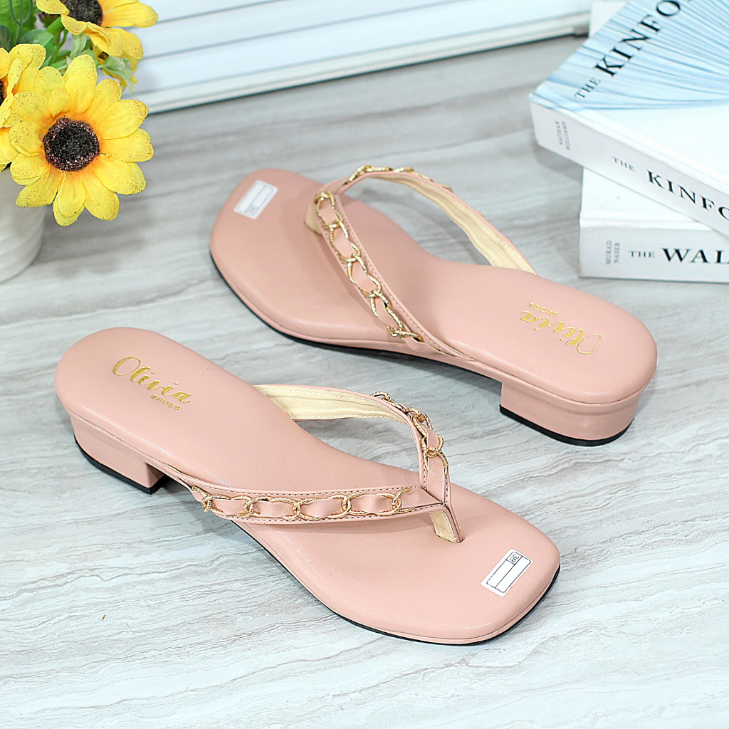 Sandal hak tahu wanita jepit 3 cm - CLAUDIA 01