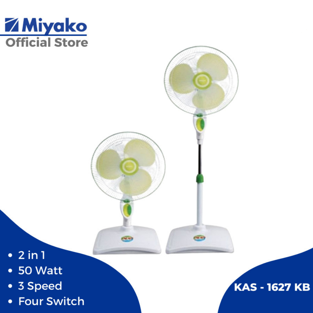 Stand Fan Miyako KAS 1627 KB Kipas Angin Berdiri Duduk KAS-1627KB Desk Fan Miyako Kipas Duduk KAS 1627KB