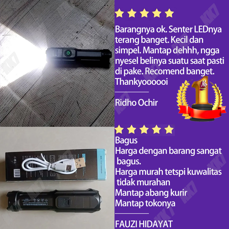 Senter Led Super Terang Senter Led Police Recharge Outdoor Olahraga Berkemah Lampu Senter