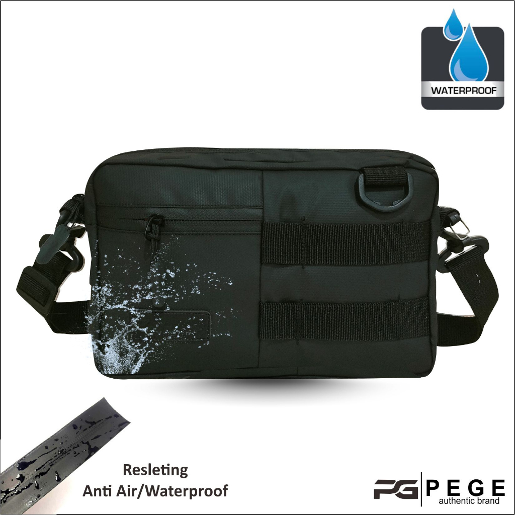 Tas Selempang Bahu Pria Waterproof AntiAir PEGE Allen Model 2in1 Slempang Dan Pouch Kasual Keren - PG 8963