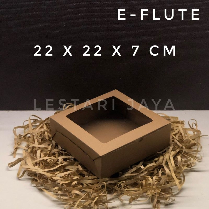 

Box Kardus E-Flute Coklat Window Untuk Packaging Olshop Sovenir Baju Kotak Kado Hampers Cake 22x22x7 CM