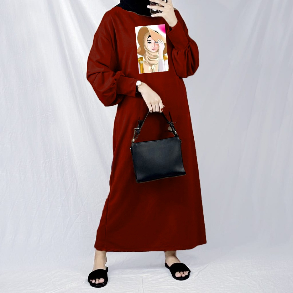Gamis Muslim Hijab Topi/Lengan Balon