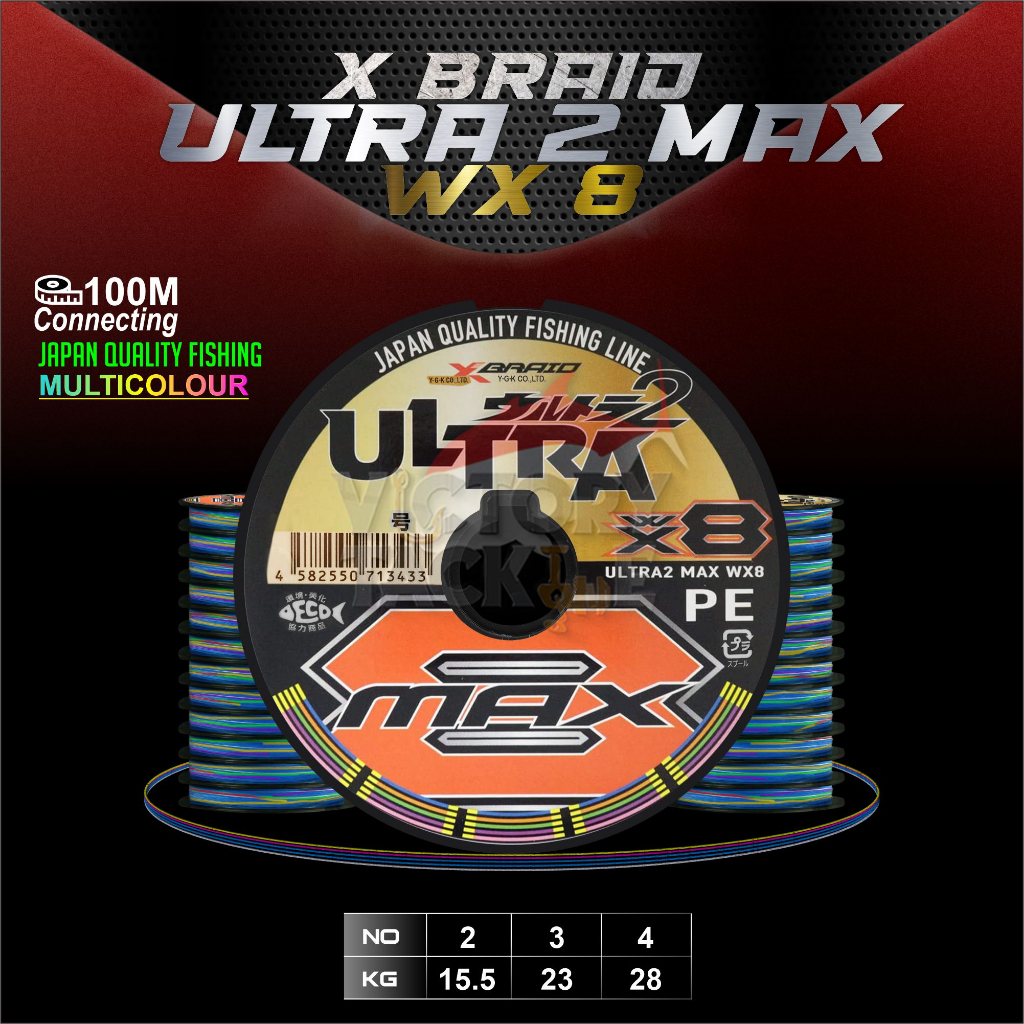 Senar Pancing | Benang Pe | YGK X-Braid Ultra Max WX8 Connecting 100 Meter