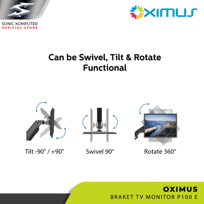 BRACKET TV MONITOR DESKMOUNT GAS SPRING OXIMUS P100e TILT SWIVEL ROTATE