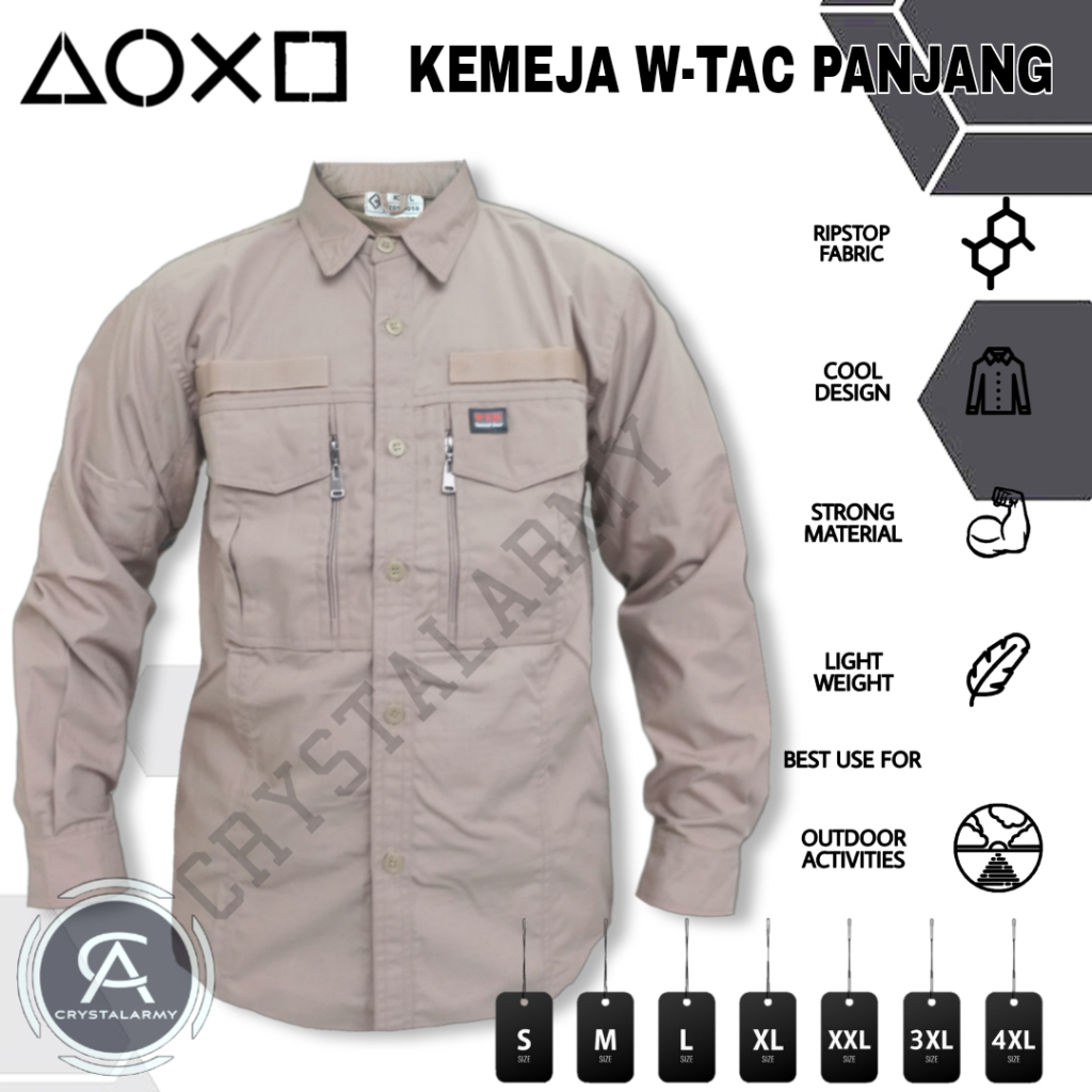 kemeja Tactical W-TAC tangan Panjang/Baju Tactical/kemeja Lapangan PDL