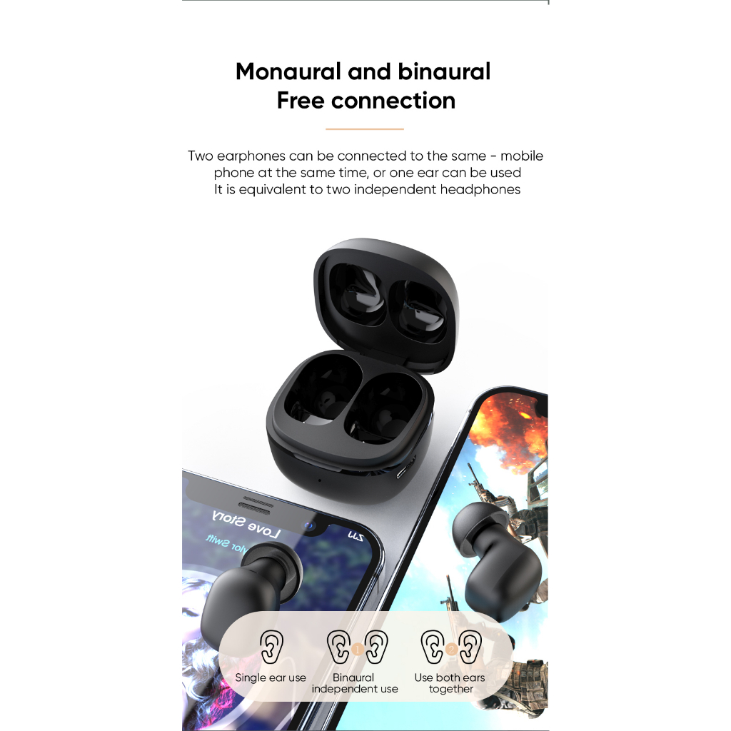 VICLOOK COD ORIGINAL Wireless Bluetooth Earphone Mini In Ear Noise Reduction Sports Headset dengan Mic