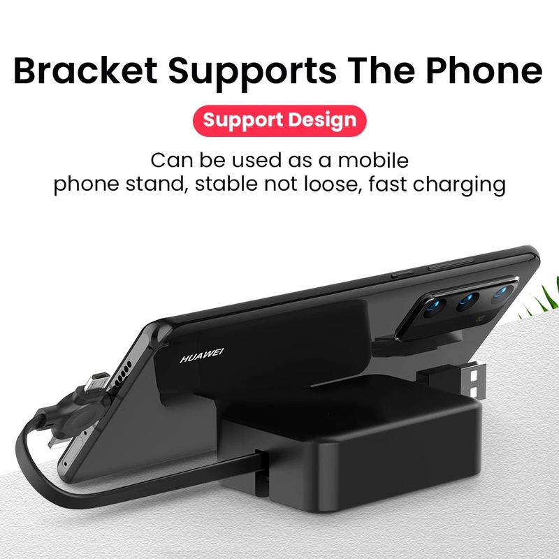 4-in-1 Scalable Charging Cable for Type C/Micro USB/Lightning with Phone Holder Fast Charging