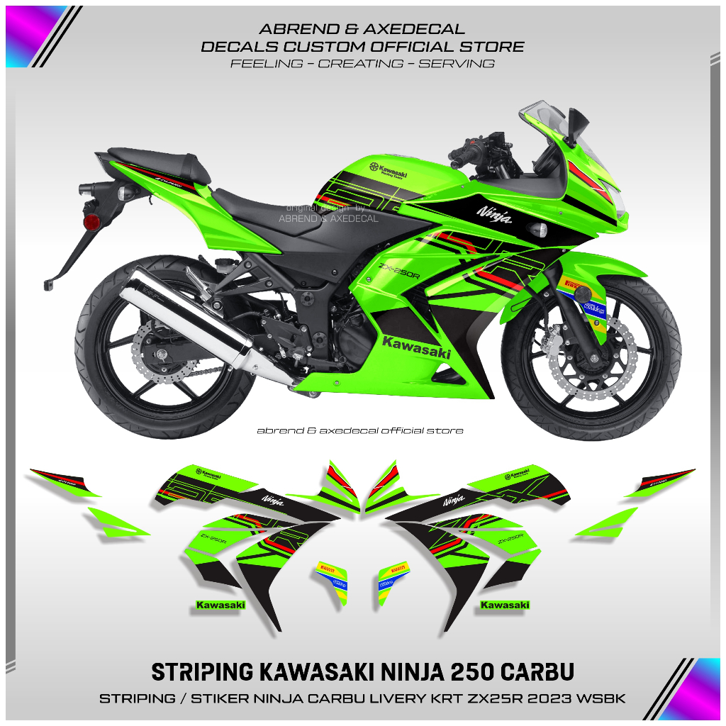 DECAL STRIPING NINJA 250 KARBU LIVERY KRT 2023 RACING / STIKER MOTOR KAWASAKI NINJA CARBU DESIGN CUS