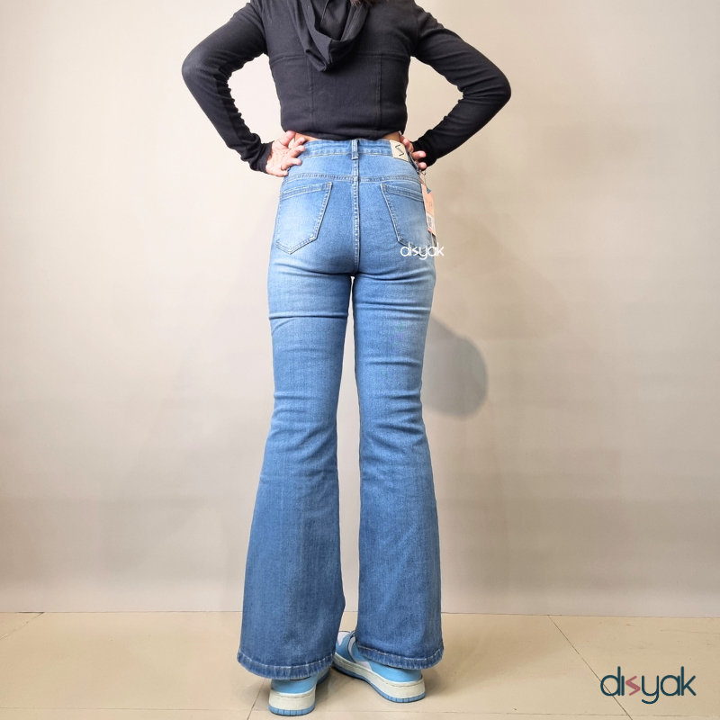 DISYAK-Cutbray Highwaist Stretch Jeans Flare Light  Blue 172-272