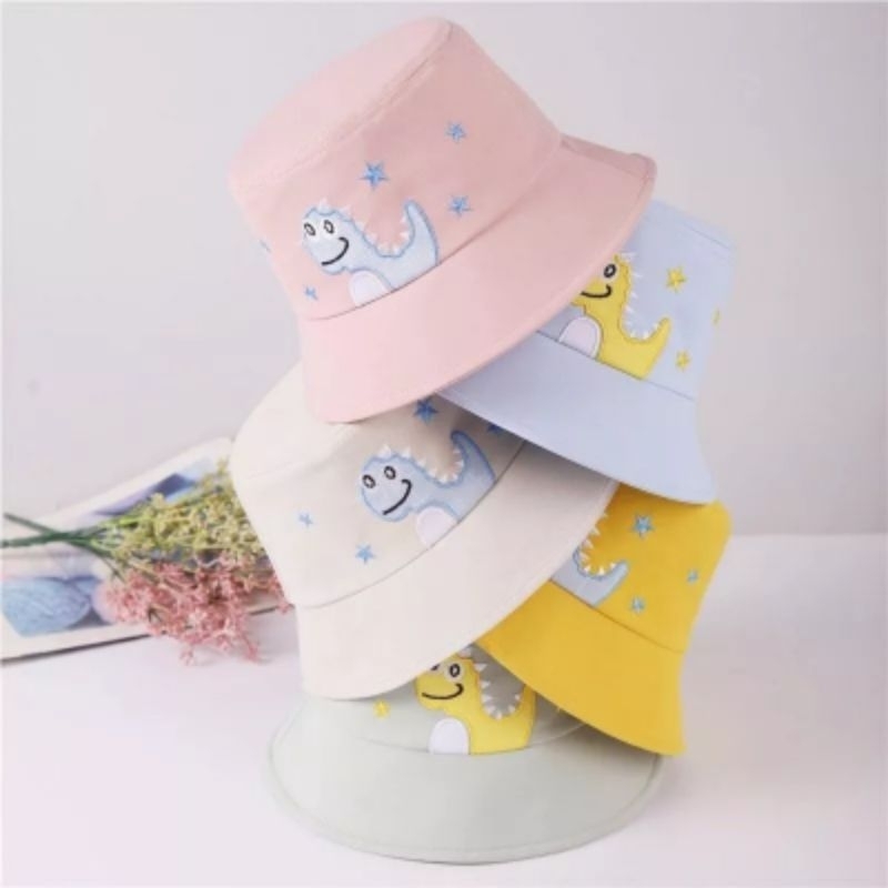 Topi Bucket Anak Usia 2-6 Tahun Motif Karakter DINO STAR Premium Bucekt Hat Bayi Tali