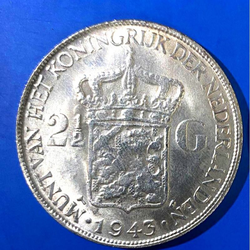 Koin Kuno Silver Perak Netherland Belanda Wilhelmina Ukuran 2 1/2 G