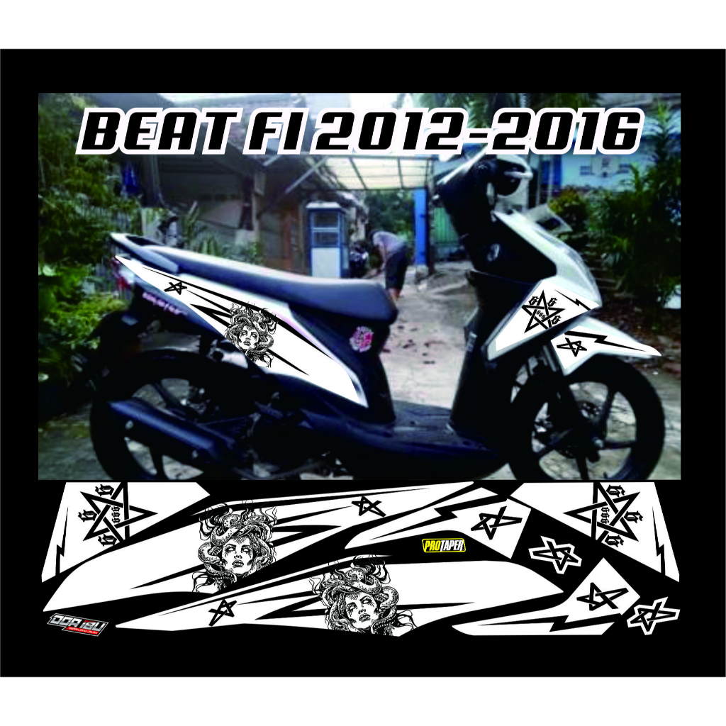 STIKER BEAT PUTIH 2013 2014 STRIPING MEDUSA MOTOR BEAT FI VARIASI / LIS STIKER BODY MOTOR HONDA BEAT