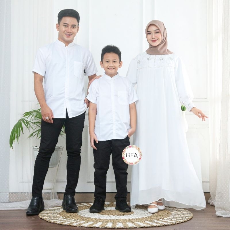 COUPLE KELUARGA GAMIS PUTIH BUSUI ,JUMBO,SARIMBIT BAJU KOKO AYAH & ANAK , BAJU GAMIS HAJI & UMROH ,A