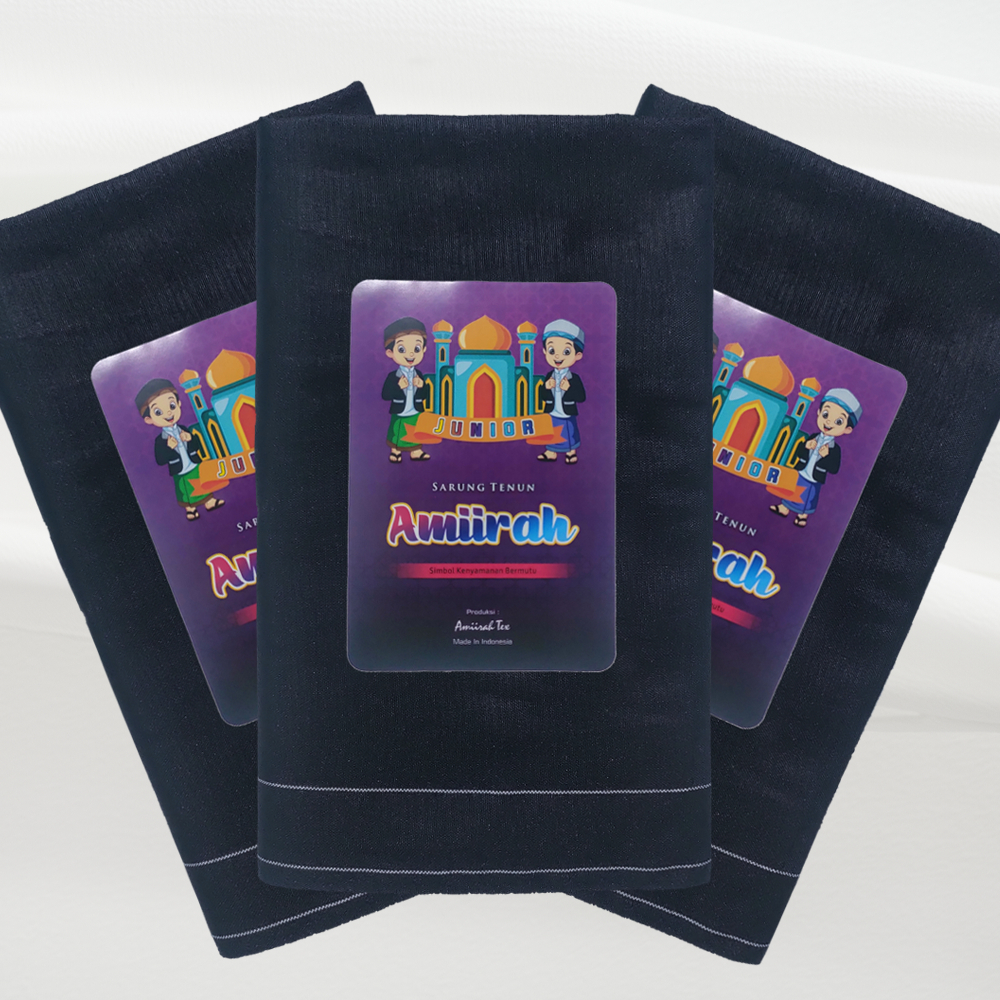 Sarung Tenun Anak Motif Polos Warna Hitam Terlaris Murah / Sarung Kotak / Sarung Sholat / Sarung Jun