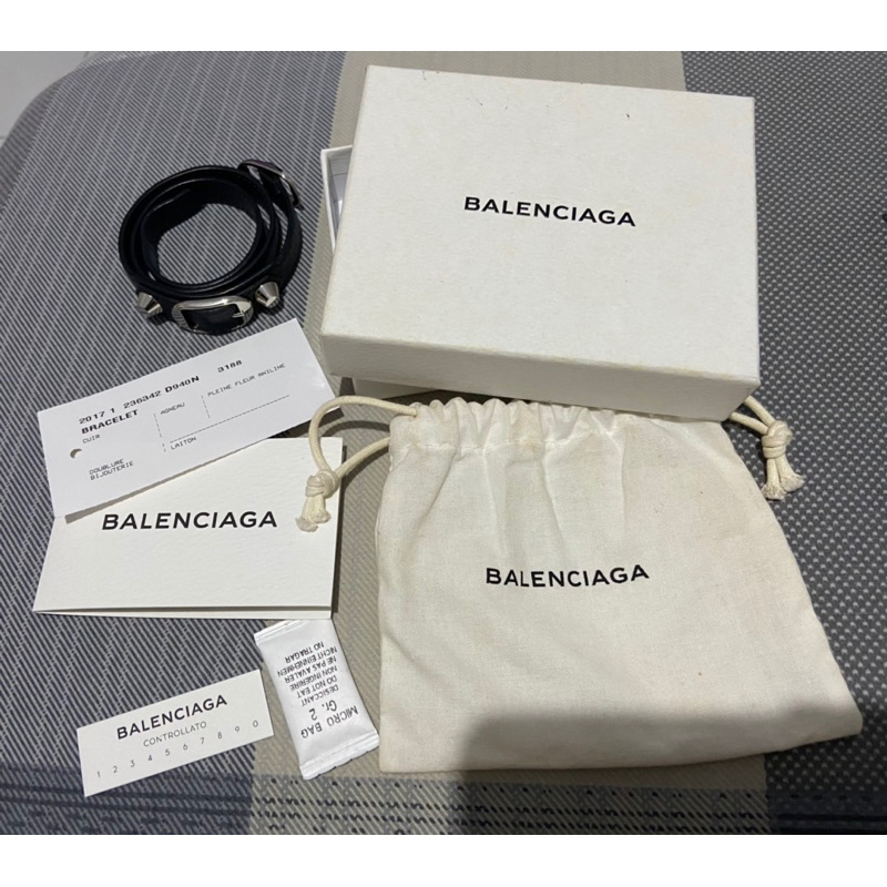 Authentic Balenciaga Silver Metallic Triple Tour Bracelet size S