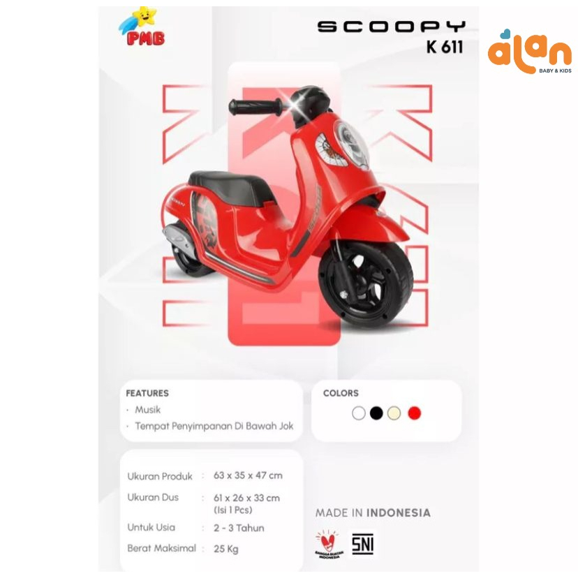 PMB Motor Accu K611 Honda Scoopy - Ukuran KECIL / Mainan Ride On Anak