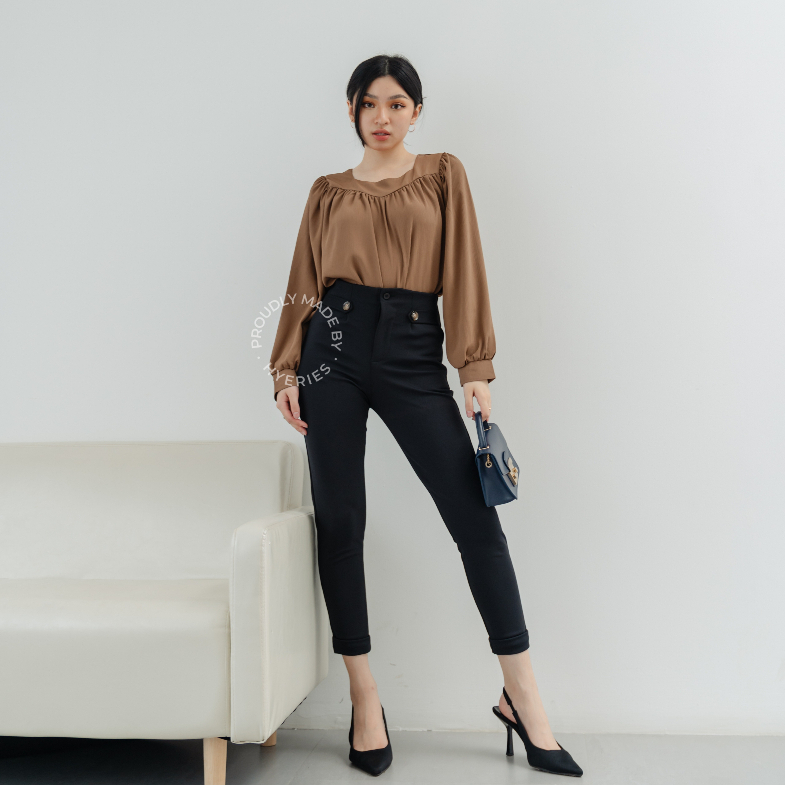 [HYERIES] COMFY ++ Jihye Highwaist Pants / Celana Panjang Wanita /  Ankle Pants / Celana Ankle / Long Pants / Celana Kerja Wanita / Slim Fit Pants / Celana Kasual Wanita / Celana Hitam / Celana Pensil Wanita / Celana Korea / Celana Kantor / Celana Kerja