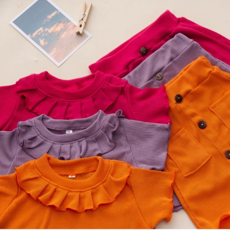 Setelan Knit Anak Perempuan YASMIN Bahan Knit Hornet 2-8 Tahun